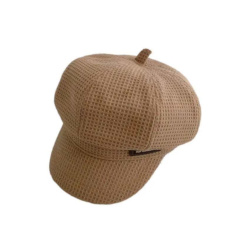 Yipan Kids Octagonal Hat Beige Winter Peak Beret - Image 6