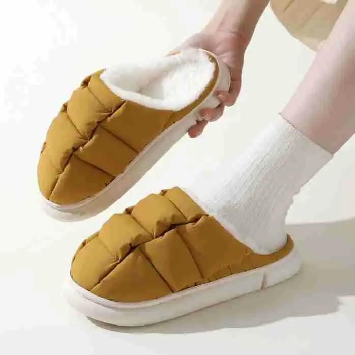 temu floor slippers corduroy non-slip home shoes in stock one-piece delivery warm toe couple warm cotton shoes — feature 1