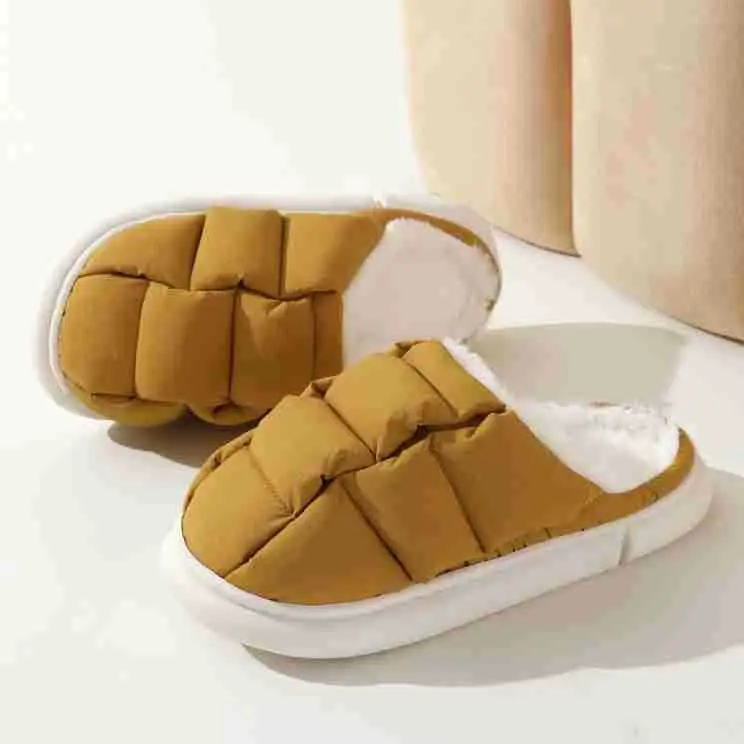 temu floor slippers corduroy non-slip home shoes in stock one-piece delivery warm toe couple warm cotton shoes — feature 4