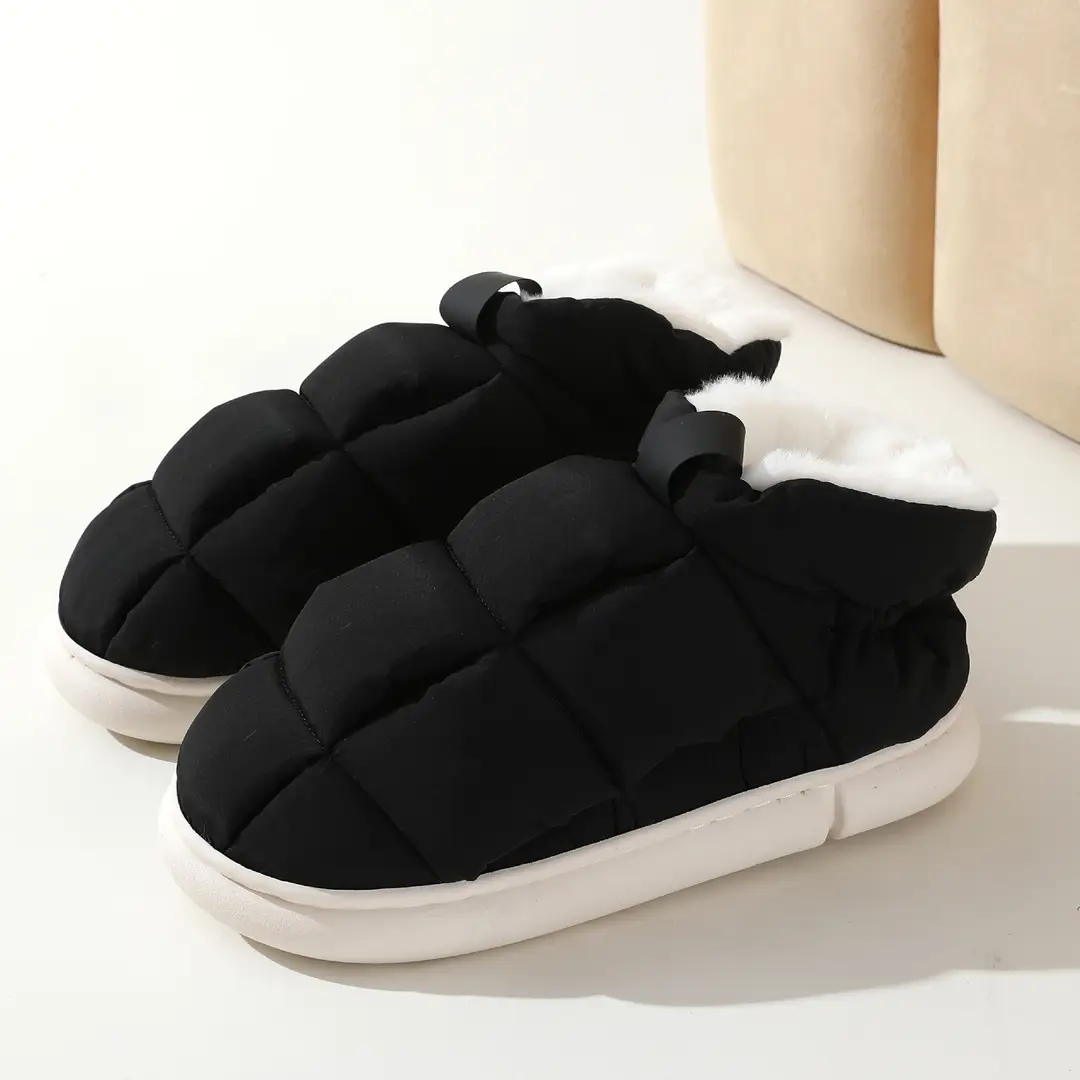 temu floor slippers corduroy non-slip home shoes in stock one-piece delivery warm toe couple warm cotton shoes — feature 9