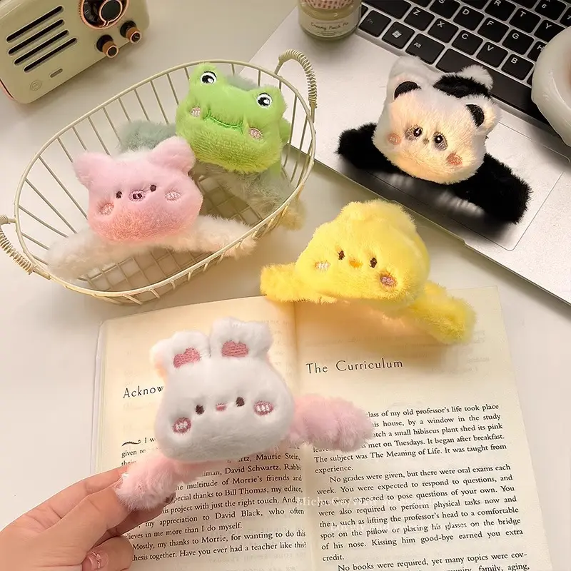 Cute Pink Plush Bear Hair Clip for Women - Image 6