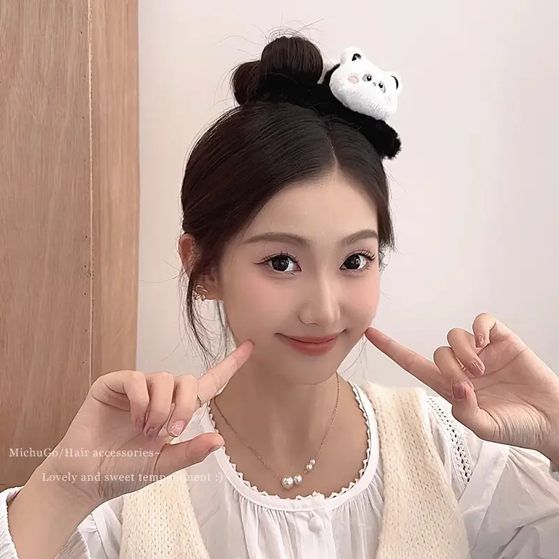 Cute Pink Plush Bear Hair Clip for Women - Image 9