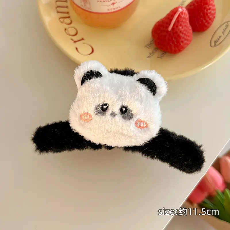 Cute Pink Plush Bear Hair Clip for Women - Image 2