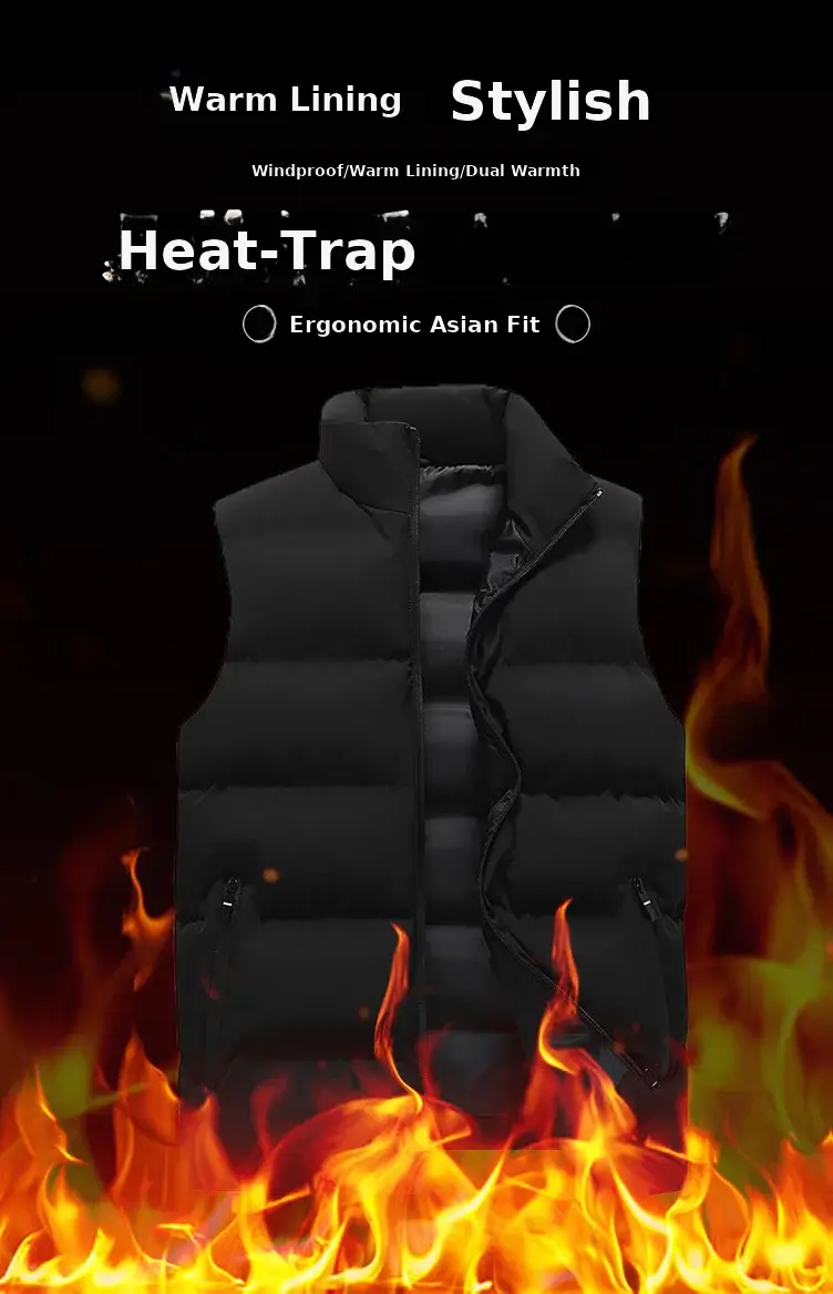 Men's Crossbody Vest Winter Warm Sleeveless Collar — feature 1