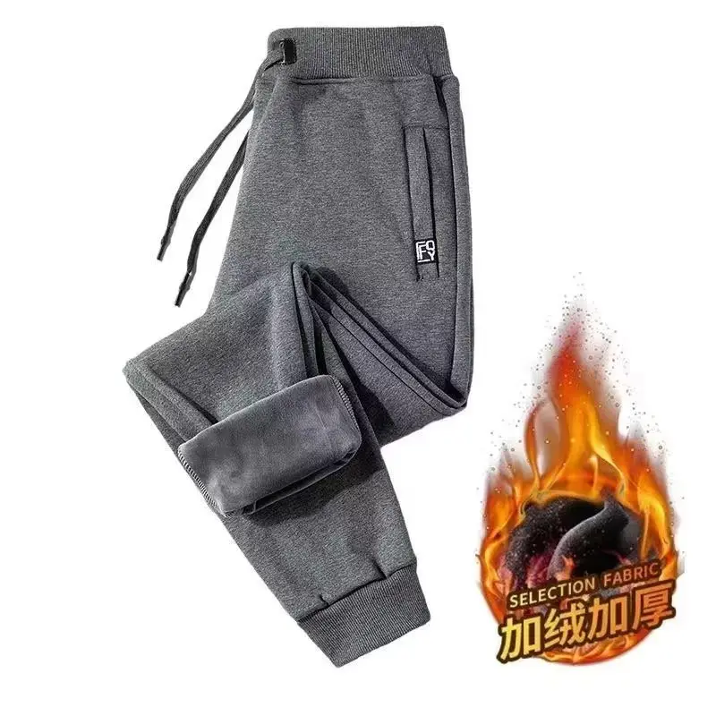 Men Fleece Lined Grey Sweatpants Ankle Tie - Image 16