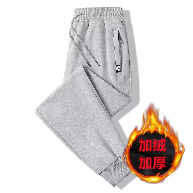 Men Fleece Lined Grey Sweatpants Ankle Tie - Image 3