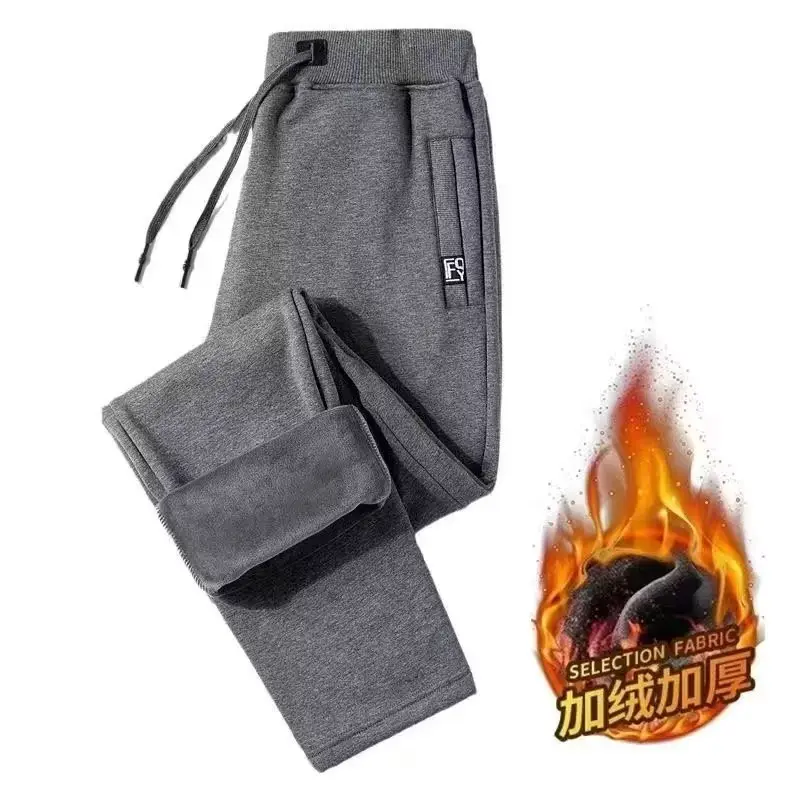 Men Fleece Lined Grey Sweatpants Ankle Tie - Image 5