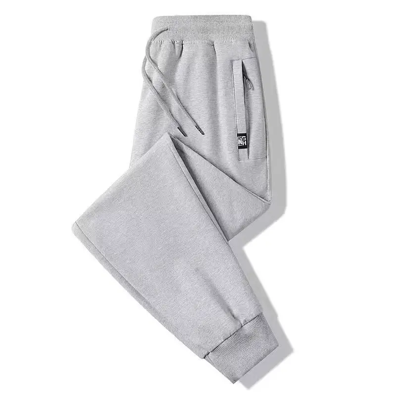 Men Fleece Lined Grey Sweatpants Ankle Tie - Image 9