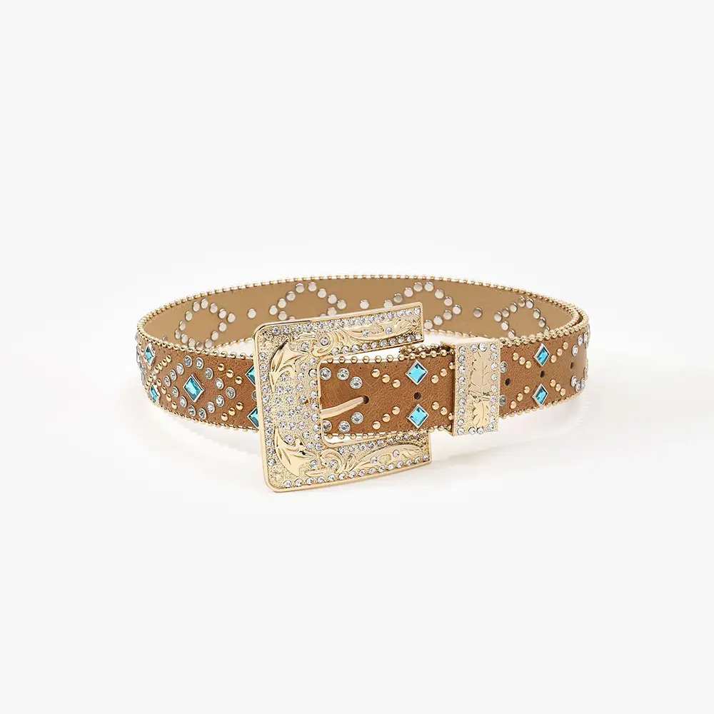 Gold Plated Rhinestone Belt for Women — feature 19