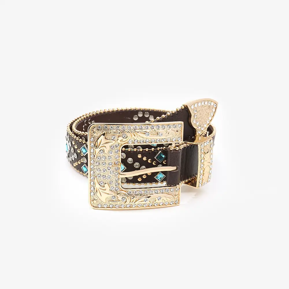 Gold Plated Rhinestone Belt for Women - Image 5