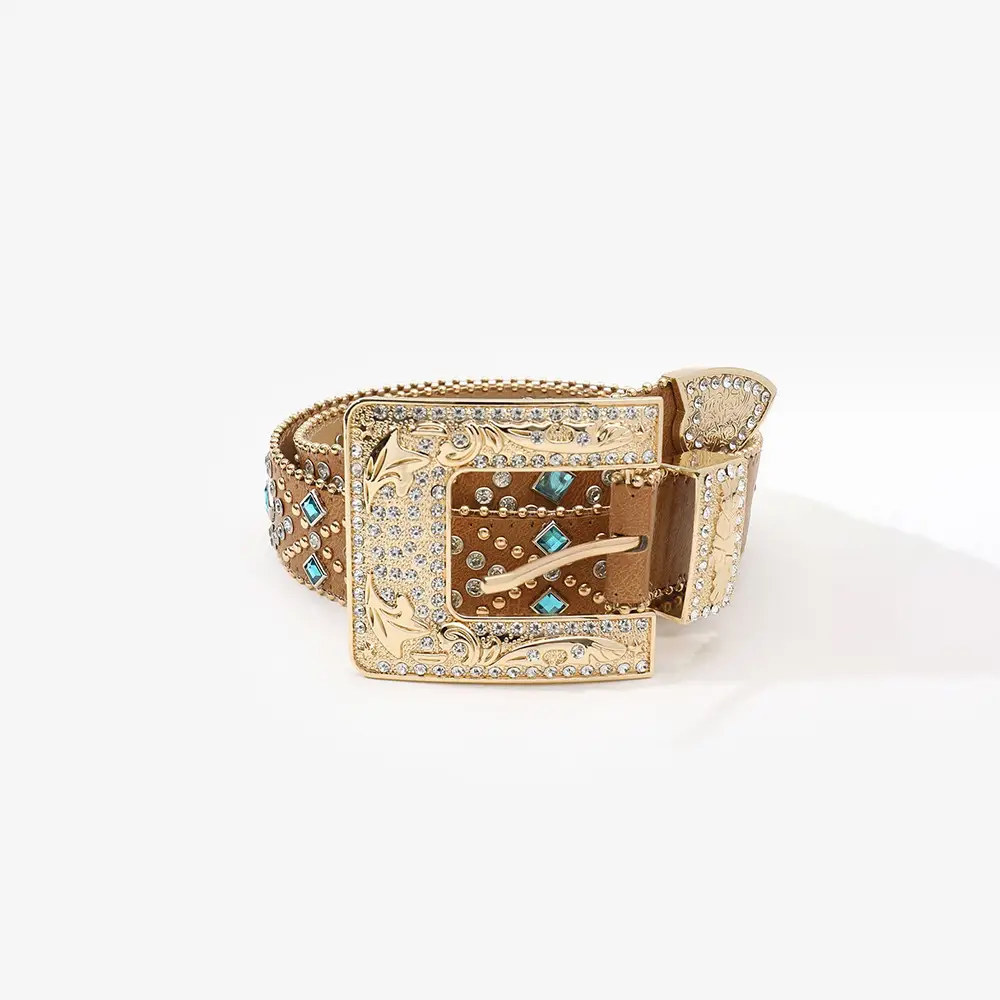 Gold Plated Rhinestone Belt for Women - Image 6