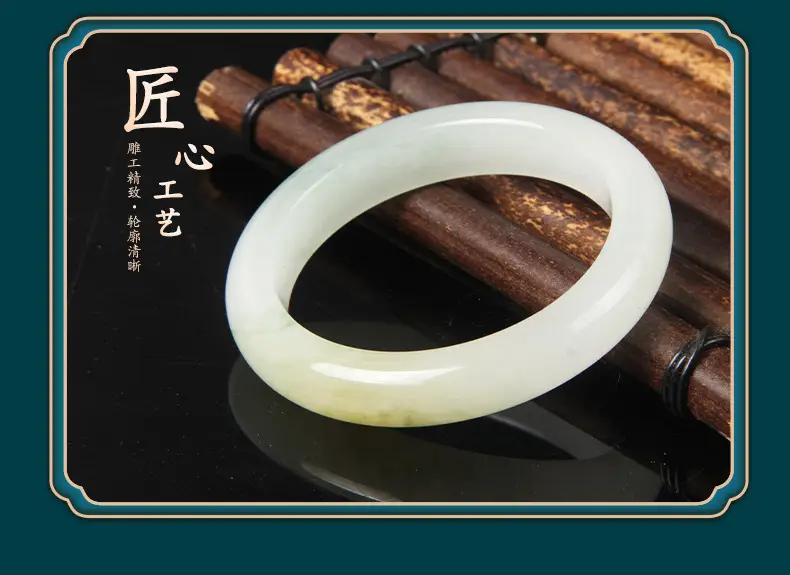 Tian Shan Cui Jin Silk Jade Bracelet Round Strip White Moonlight Jade Xinjiang — feature 10