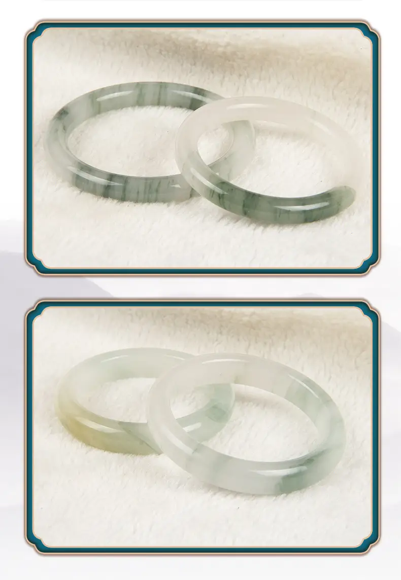 Tian Shan Cui Jin Silk Jade Bracelet Round Strip White Moonlight Jade Xinjiang — feature 14