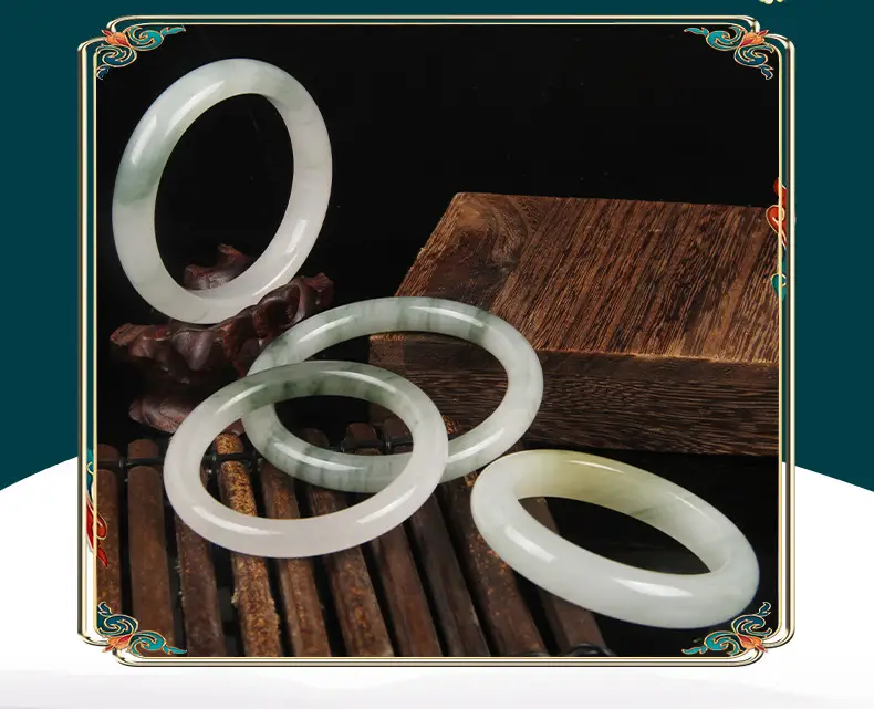 Tian Shan Cui Jin Silk Jade Bracelet Round Strip White Moonlight Jade Xinjiang — feature 4