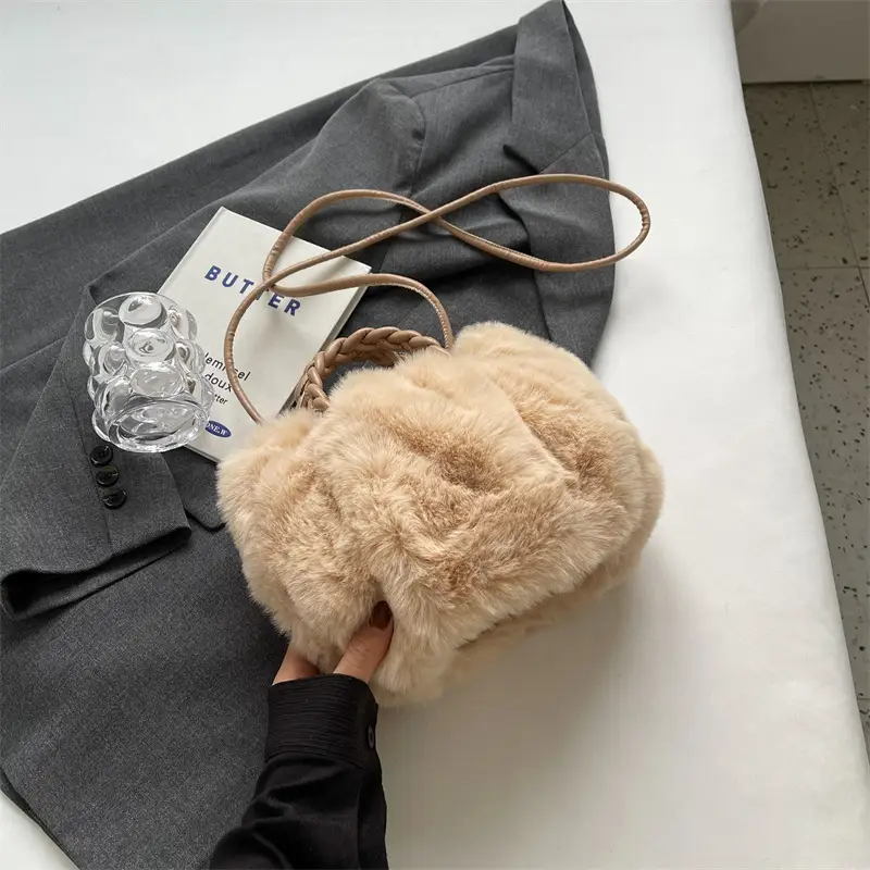 Plush Faux Fur Shoulder Bag for Women Winter 2023 - Image 4