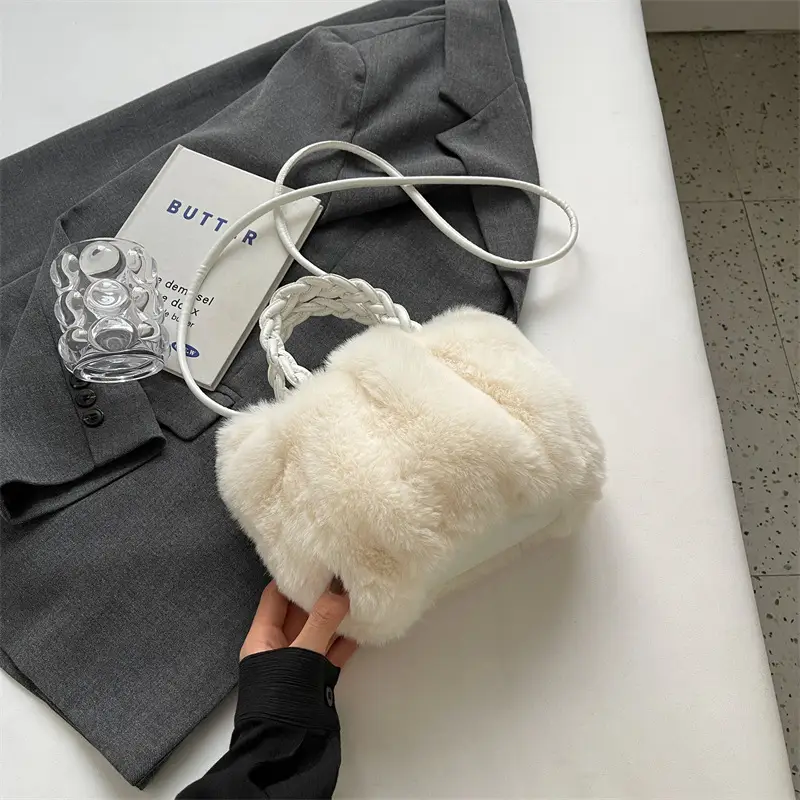 Plush Faux Fur Shoulder Bag for Women Winter 2023 - Image 5