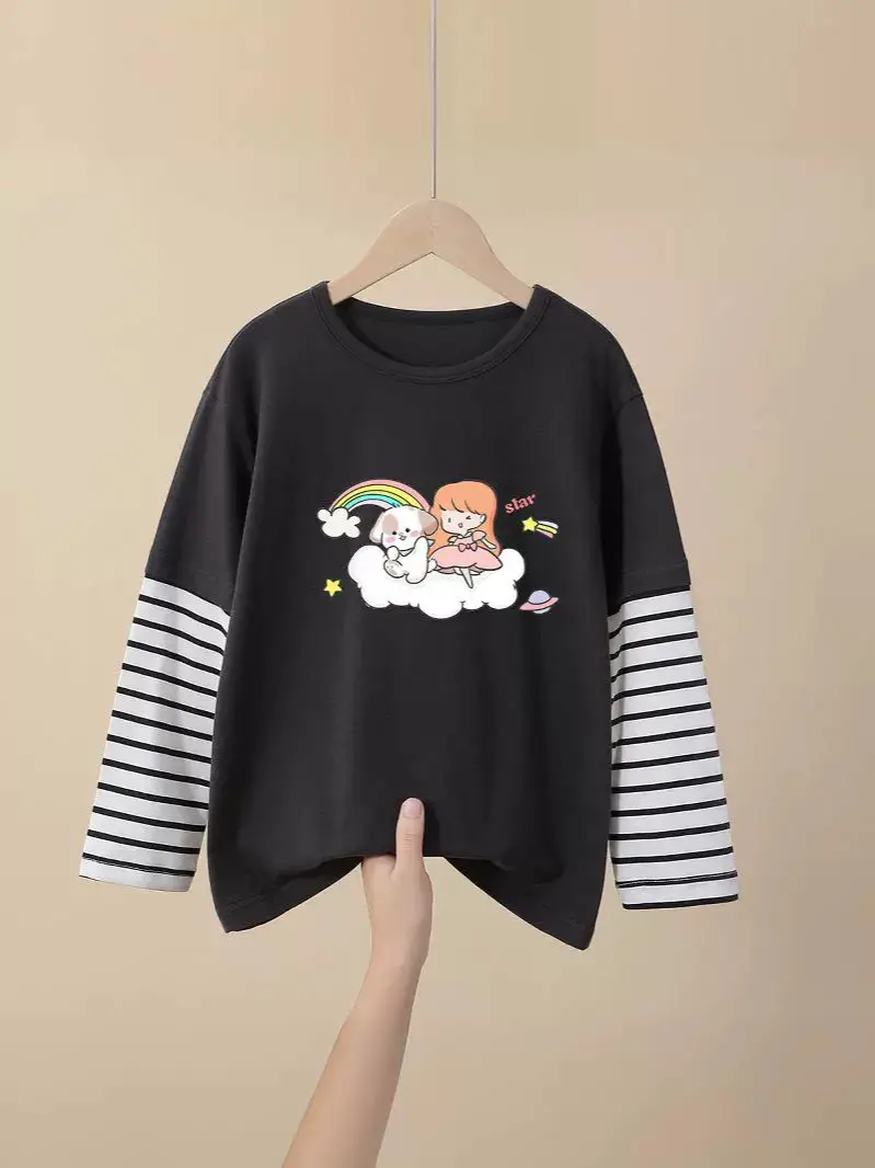 Red Printed Long Sleeve T-Shirt for Boys Girls