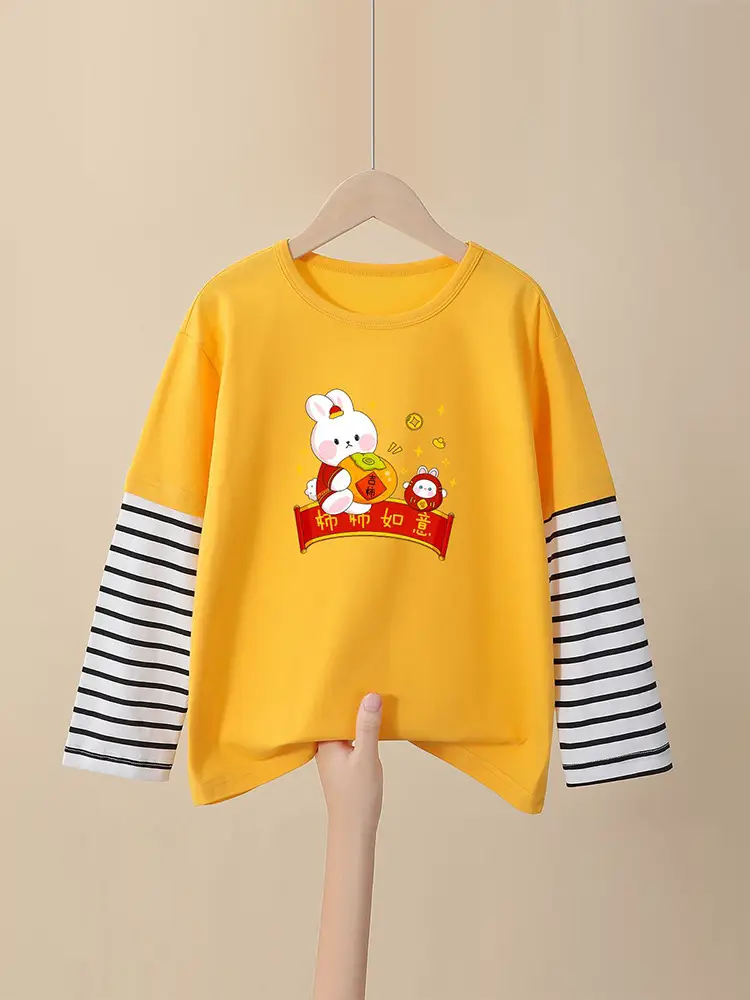 Red Printed Long Sleeve T-Shirt for Boys Girls