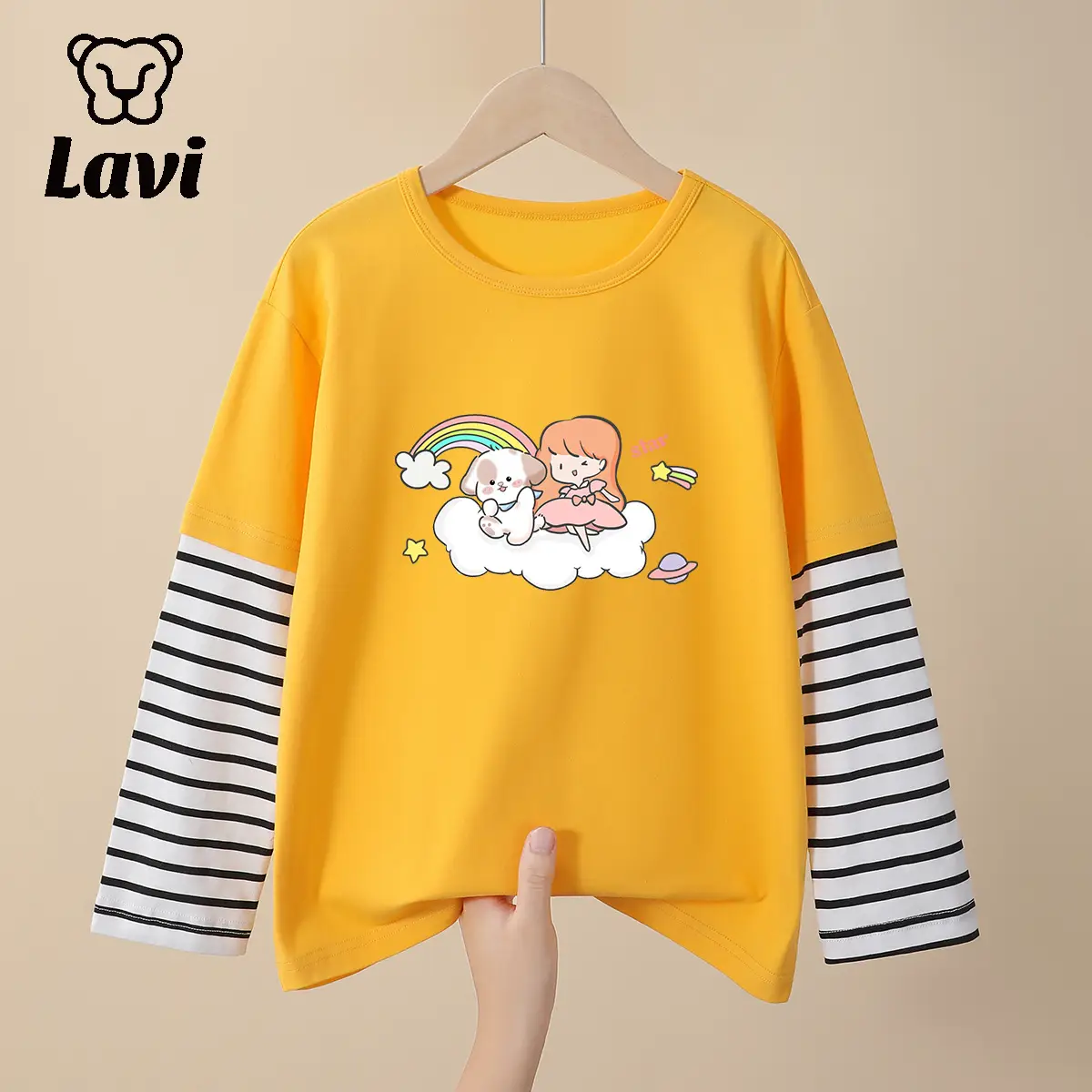 Red Printed Long Sleeve T-Shirt for Boys Girls