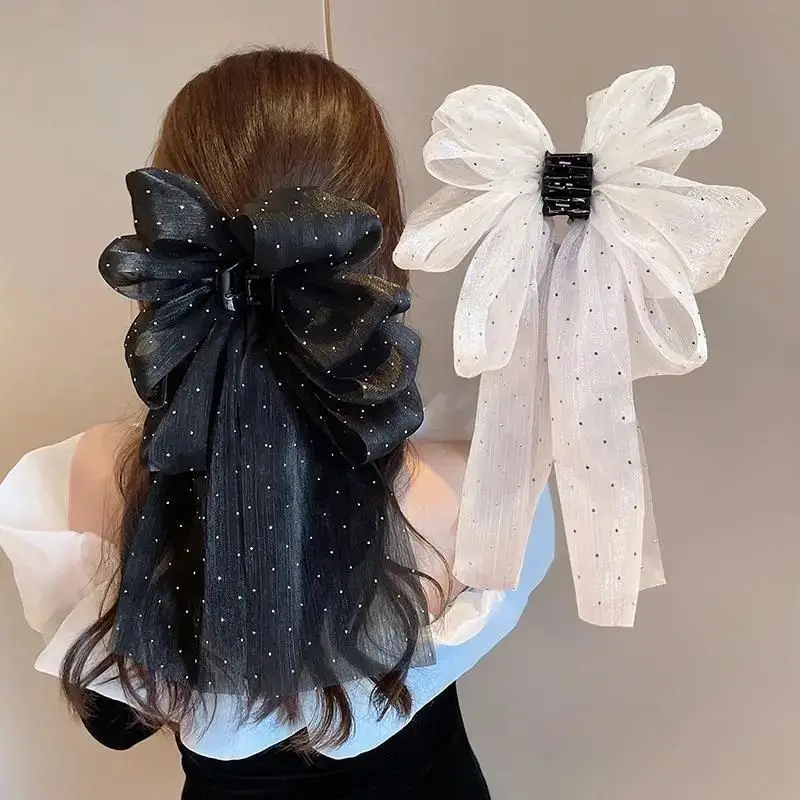Black Starry Sky Ribbon Hairpin for Women — feature 1