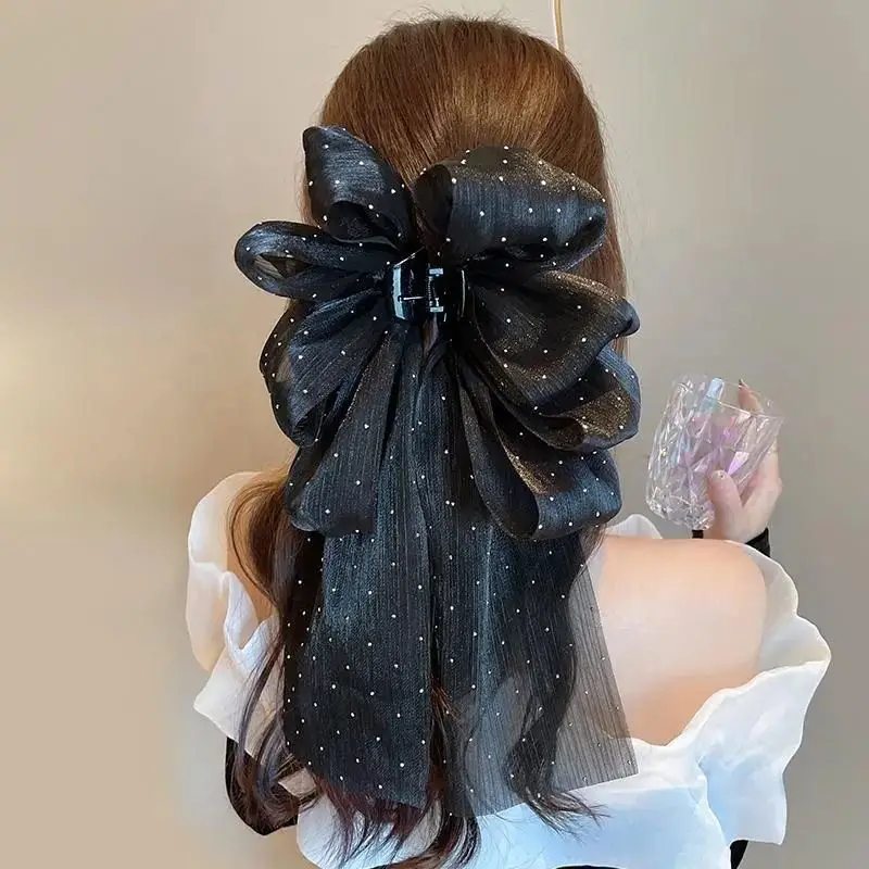 Black Starry Sky Ribbon Hairpin for Women — feature 11