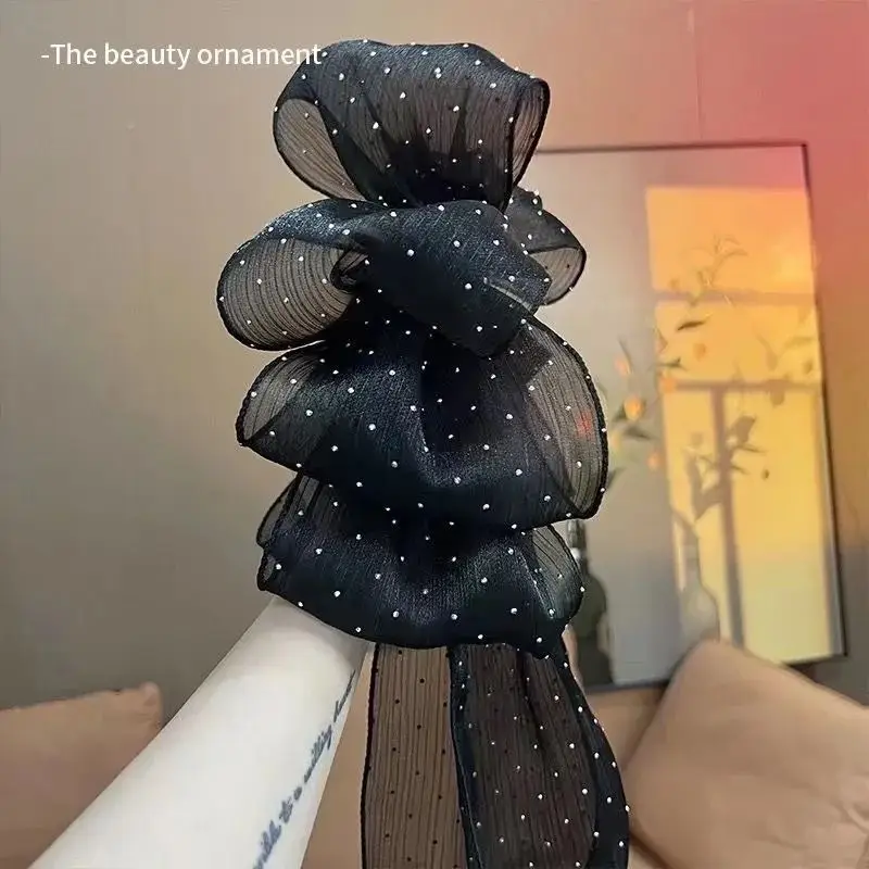 Black Starry Sky Ribbon Hairpin for Women — feature 13