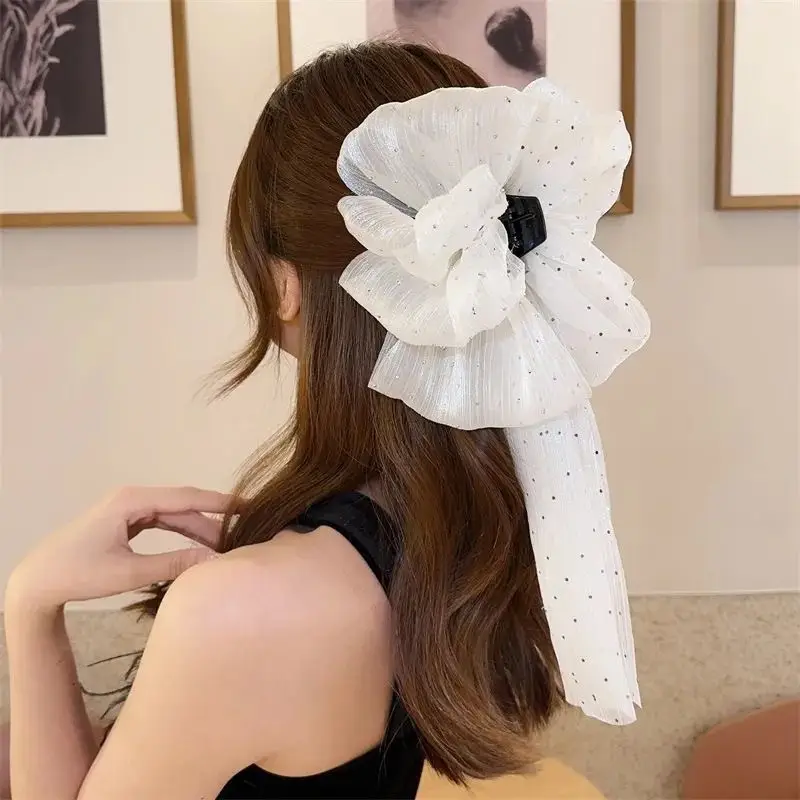 Black Starry Sky Ribbon Hairpin for Women - Image 2