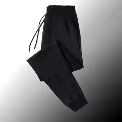 Men Black Fleece Sweatpants Winter Warm Loose Fit - Image 7