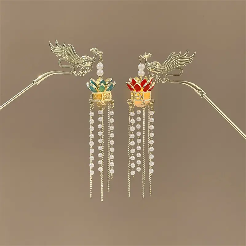 Luminous Lantern Hairpin with Phoenix Design for Women - Image 17