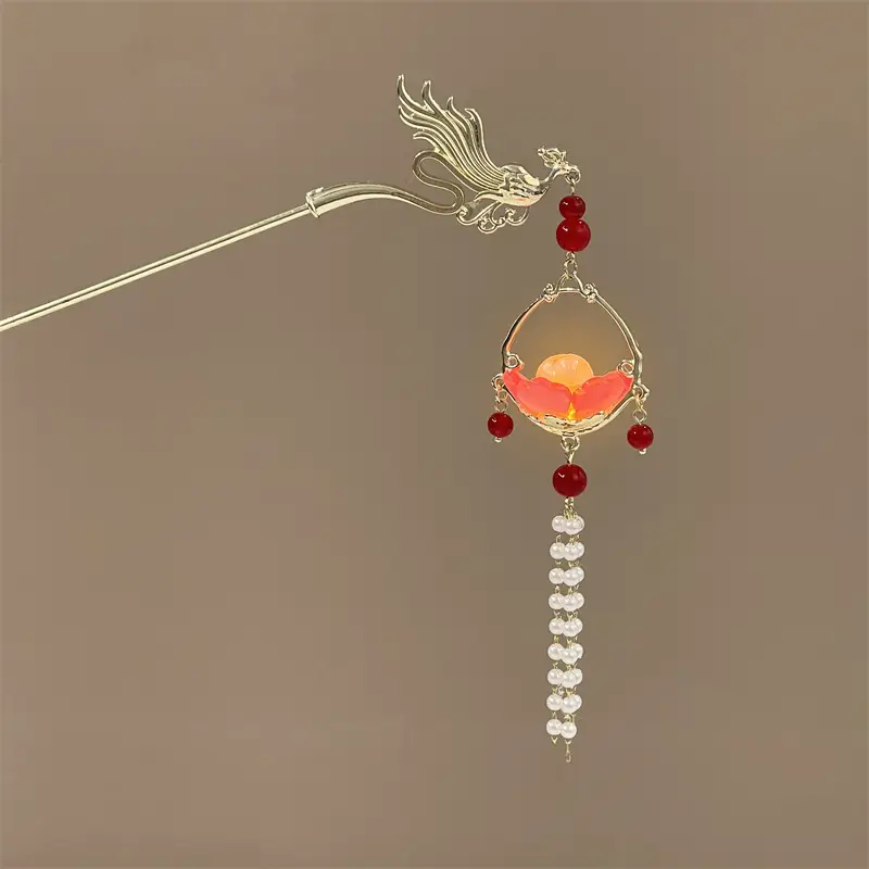 Luminous Lantern Hairpin with Phoenix Design for Women - Image 13