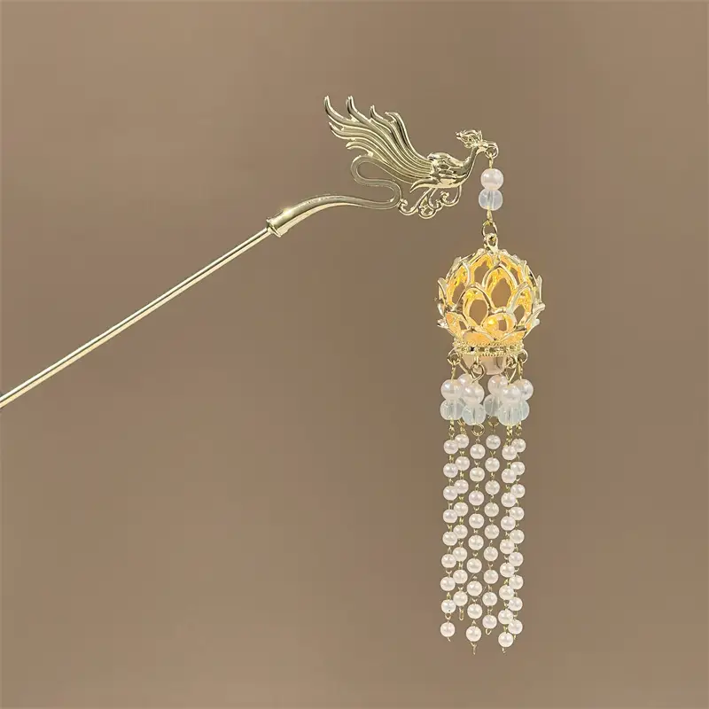 Luminous Lantern Hairpin with Phoenix Design for Women - Image 4
