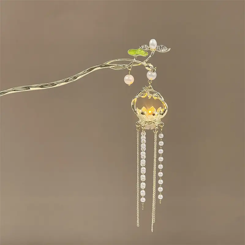 Luminous Lantern Hairpin with Phoenix Design for Women - Image 6