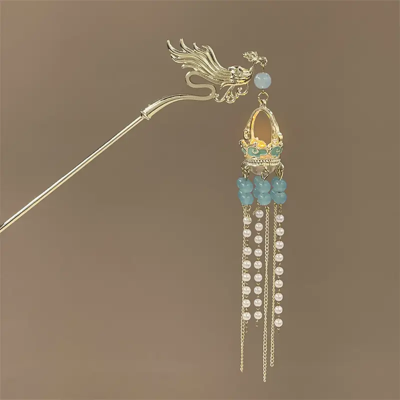 Luminous Lantern Hairpin with Phoenix Design for Women - Image 8