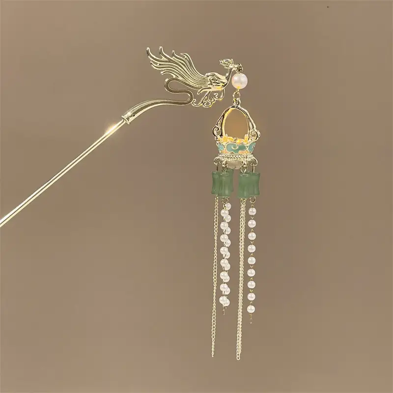 Luminous Lantern Hairpin with Phoenix Design for Women - Image 9