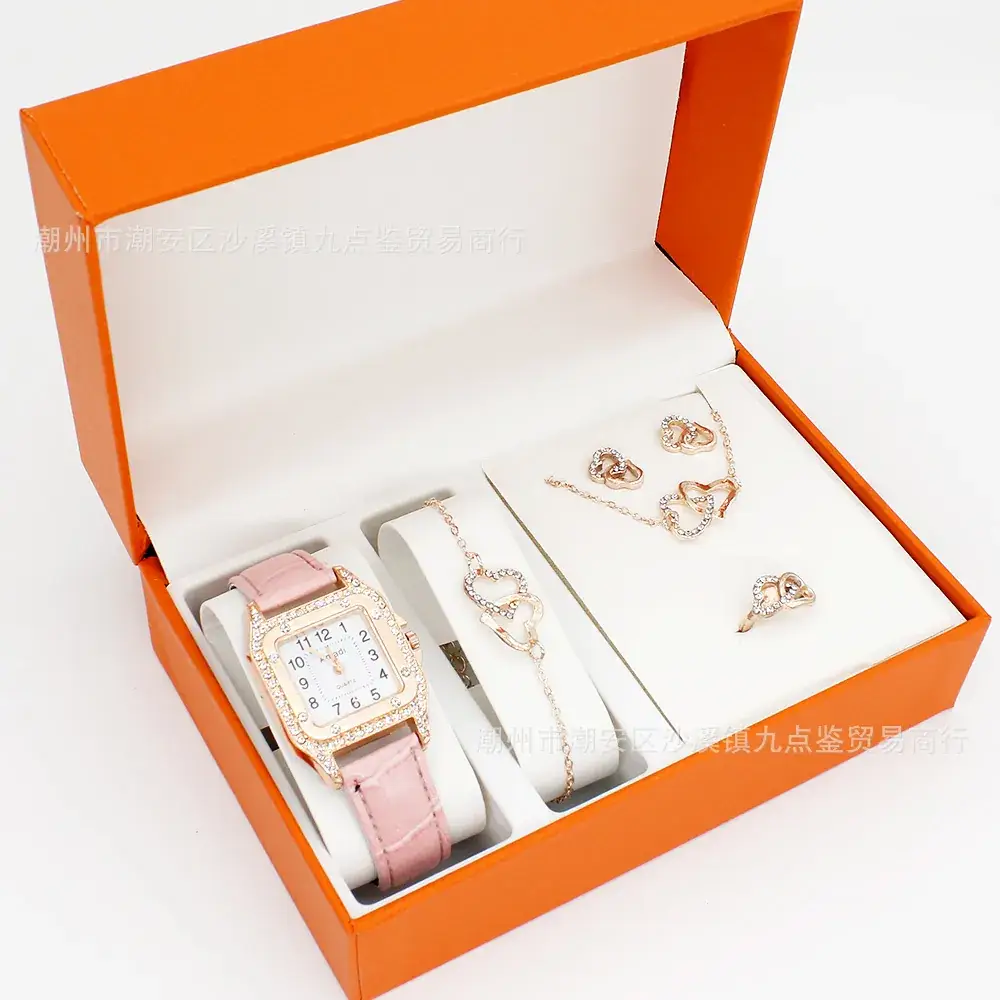 Heart Shaped Women's Watch Set with Belt & Jewelry - Image 5