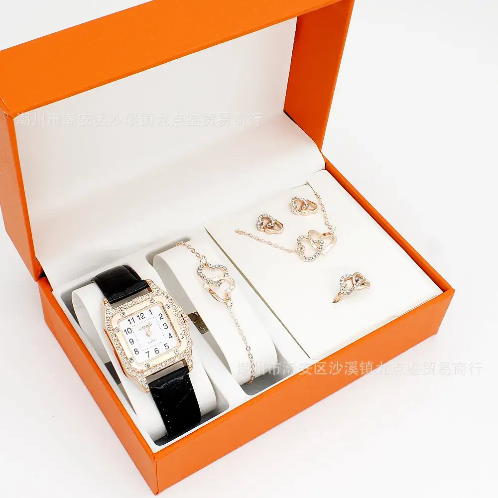 Heart Shaped Women's Watch Set with Belt & Jewelry - Image 2