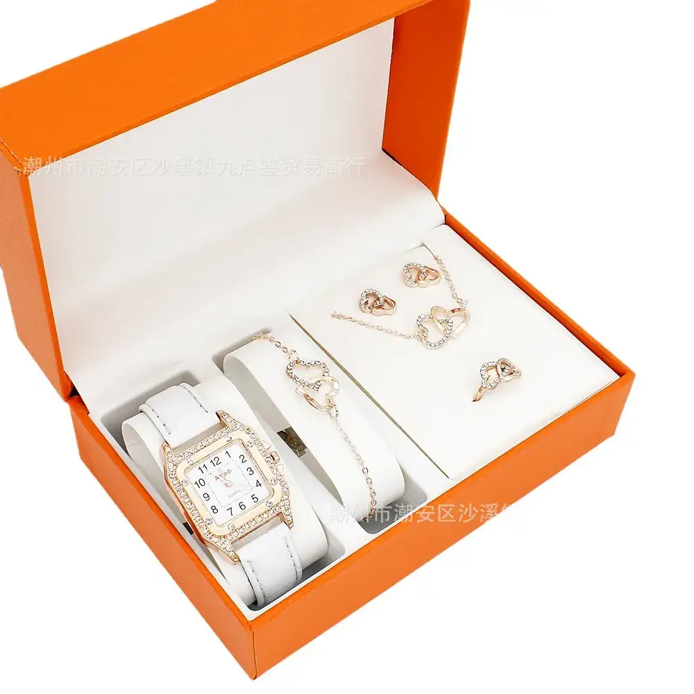 Heart Shaped Women's Watch Set with Belt & Jewelry - Image 10