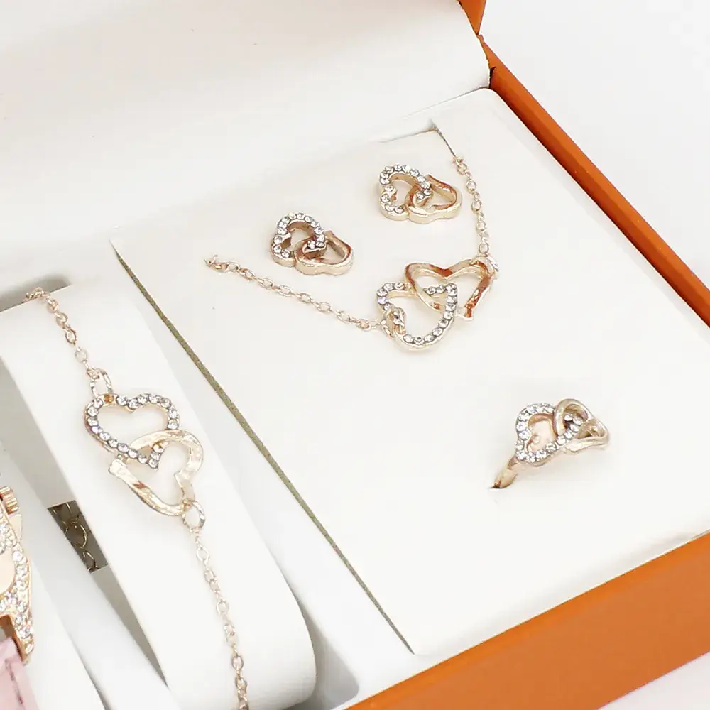 Heart Shaped Women's Watch Set with Belt & Jewelry - Image 8
