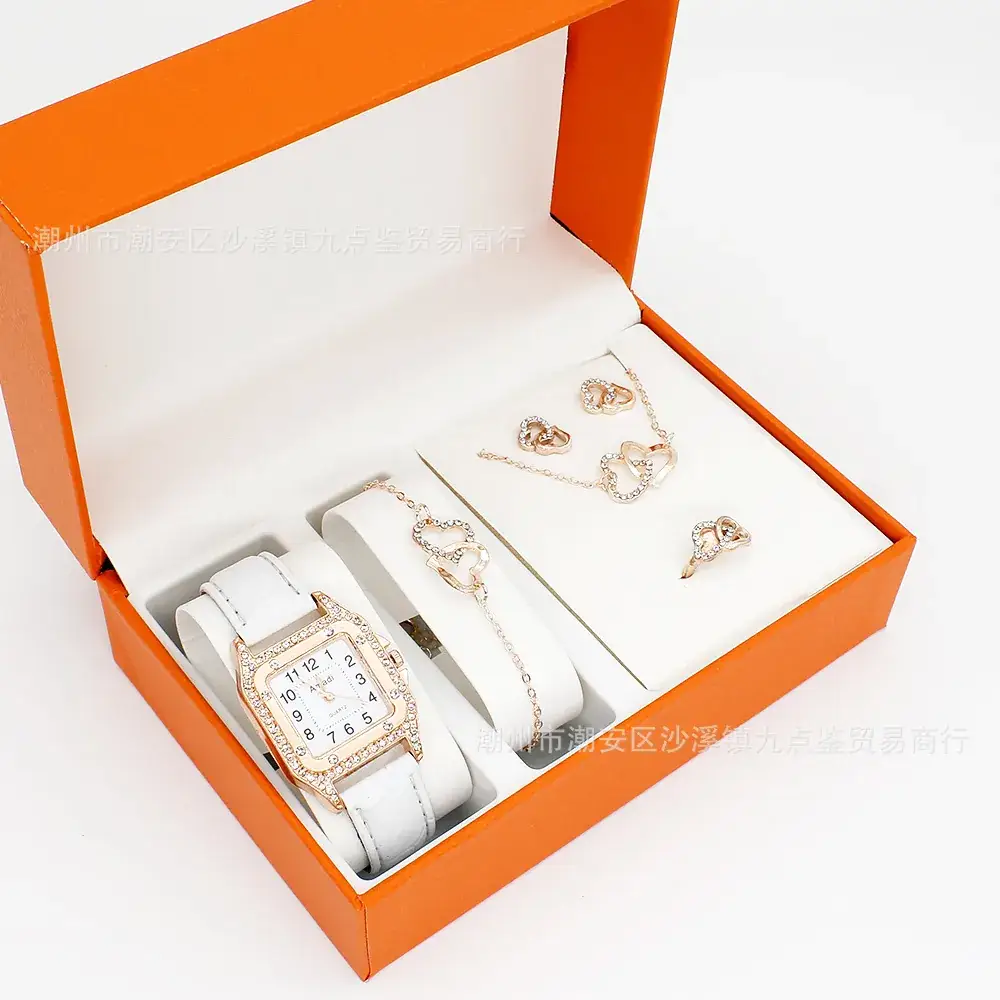 Heart Shaped Women's Watch Set with Belt & Jewelry - Image 3