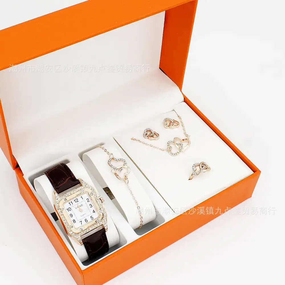 Heart Shaped Women's Watch Set with Belt & Jewelry - Image 7