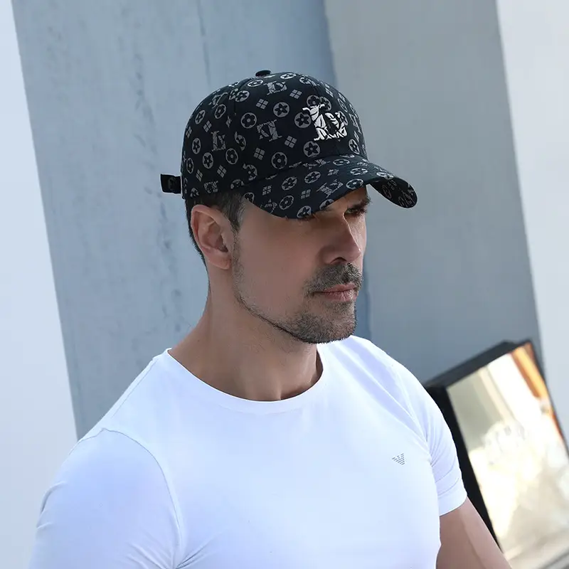 Men's Beige Graphic Cap with Socks Pattern - Image 8