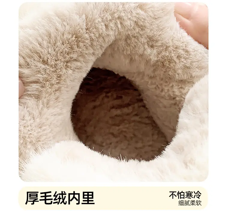 Women's Fleece Bow Knot Slippers Black Winter — feature 12