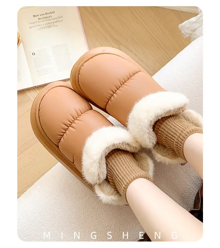 Women's Fleece Bow Knot Slippers Black Winter — feature 7