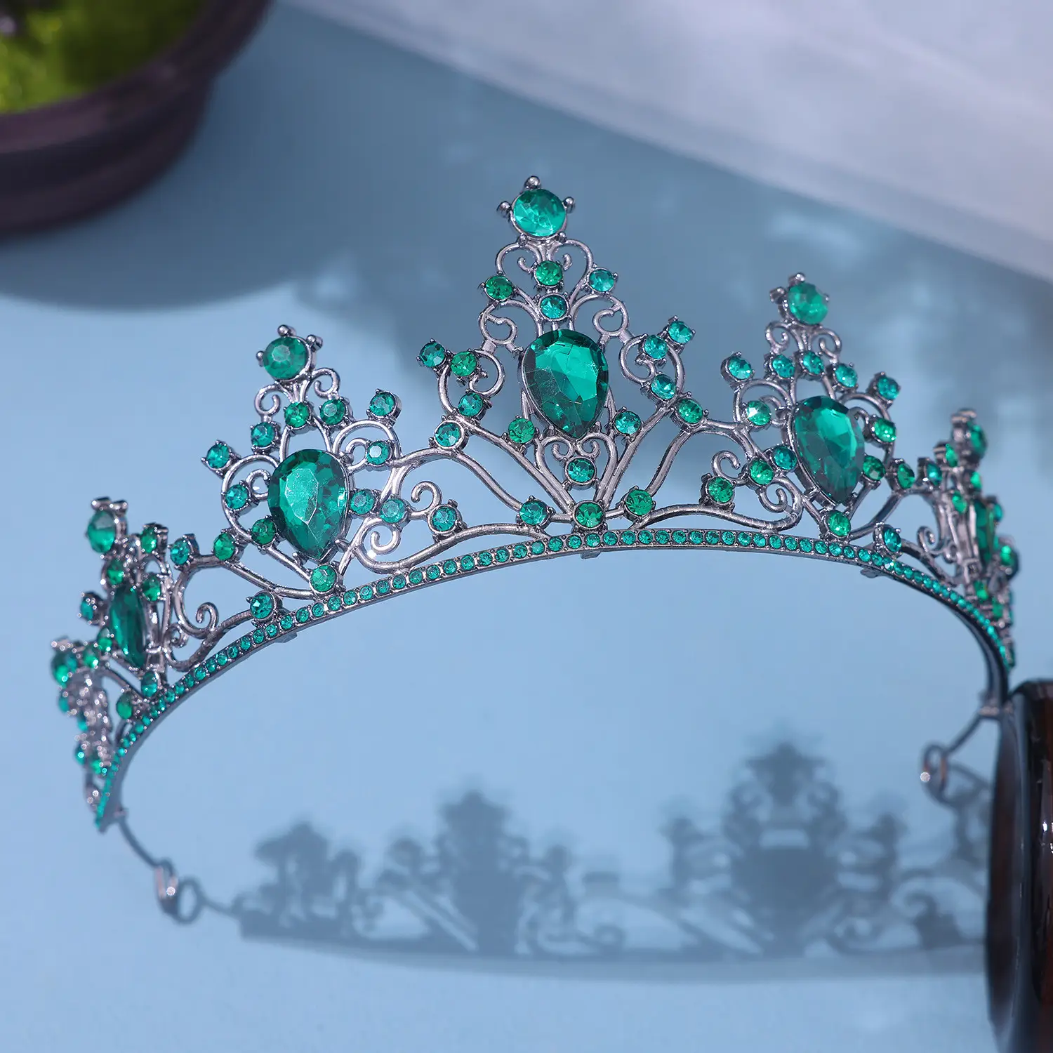 European Bride Rhinestone Crown Wedding Hair Accessory - Image 10