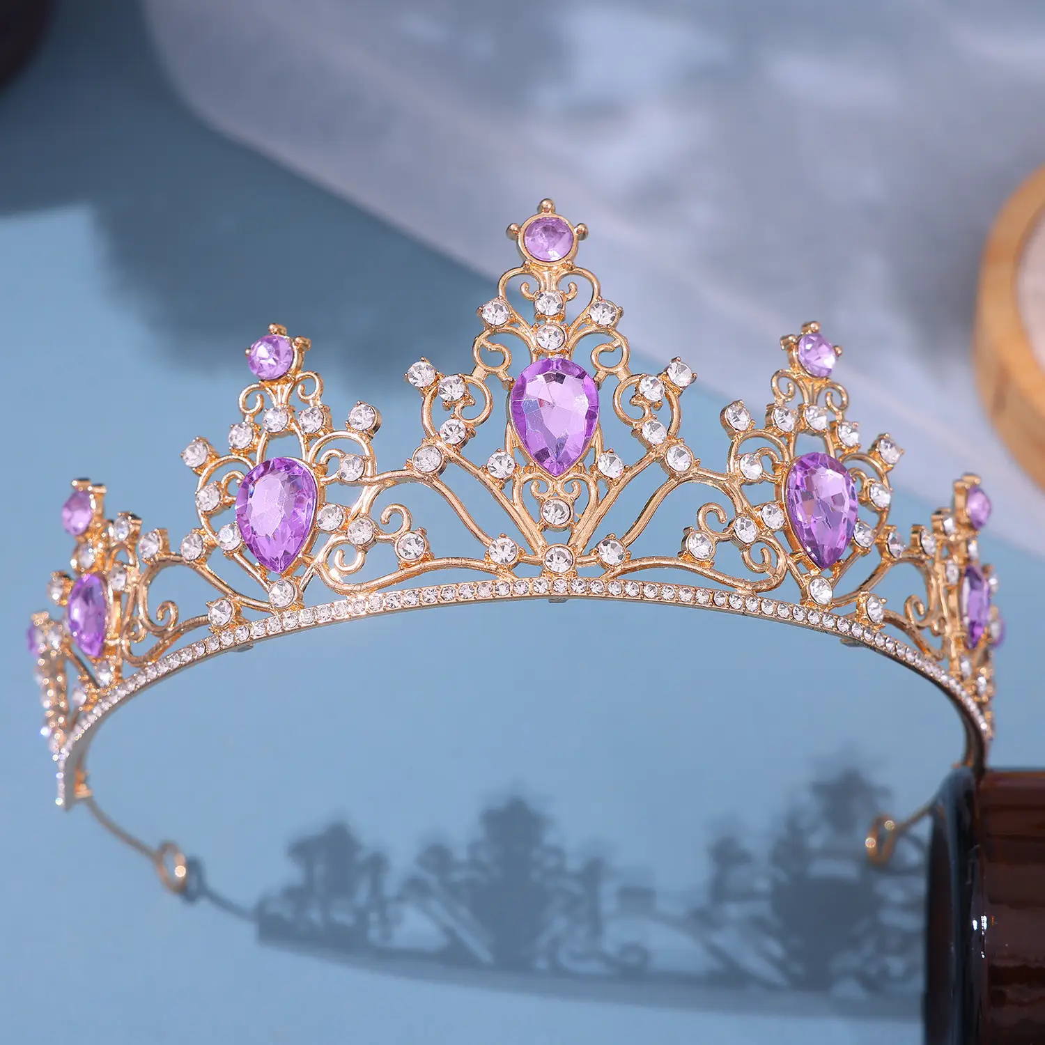 European Bride Rhinestone Crown Wedding Hair Accessory - Image 4