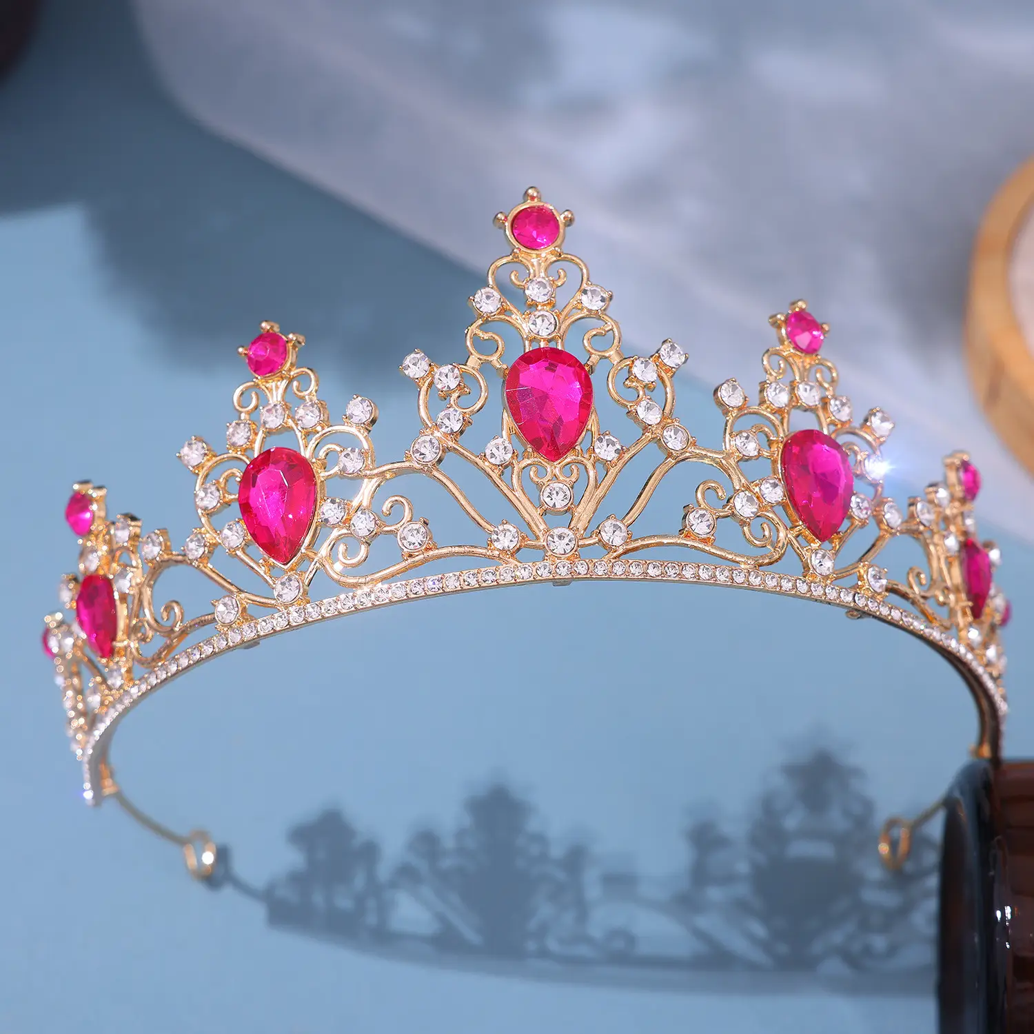 European Bride Rhinestone Crown Wedding Hair Accessory - Image 6