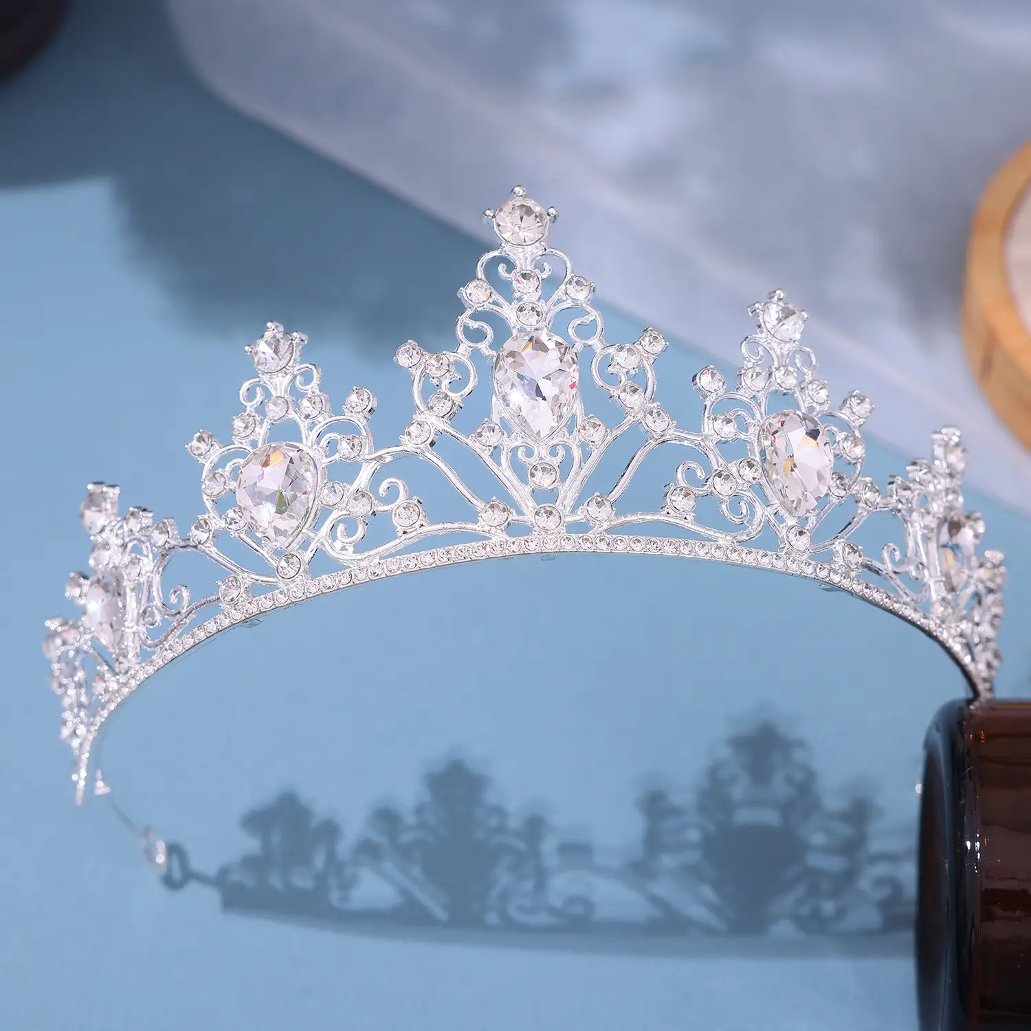 European Bride Rhinestone Crown Wedding Hair Accessory - Image 7