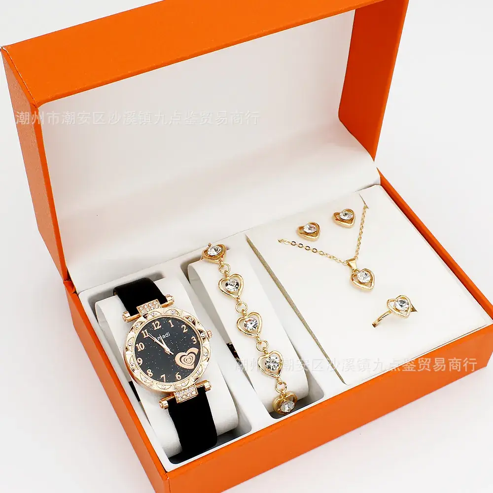 Women's Heart Dial Watch Set with Bracelet & Necklace - Image 2