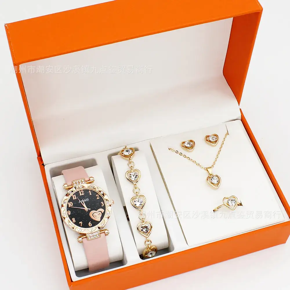 Women's Heart Dial Watch Set with Bracelet & Necklace - Image 4