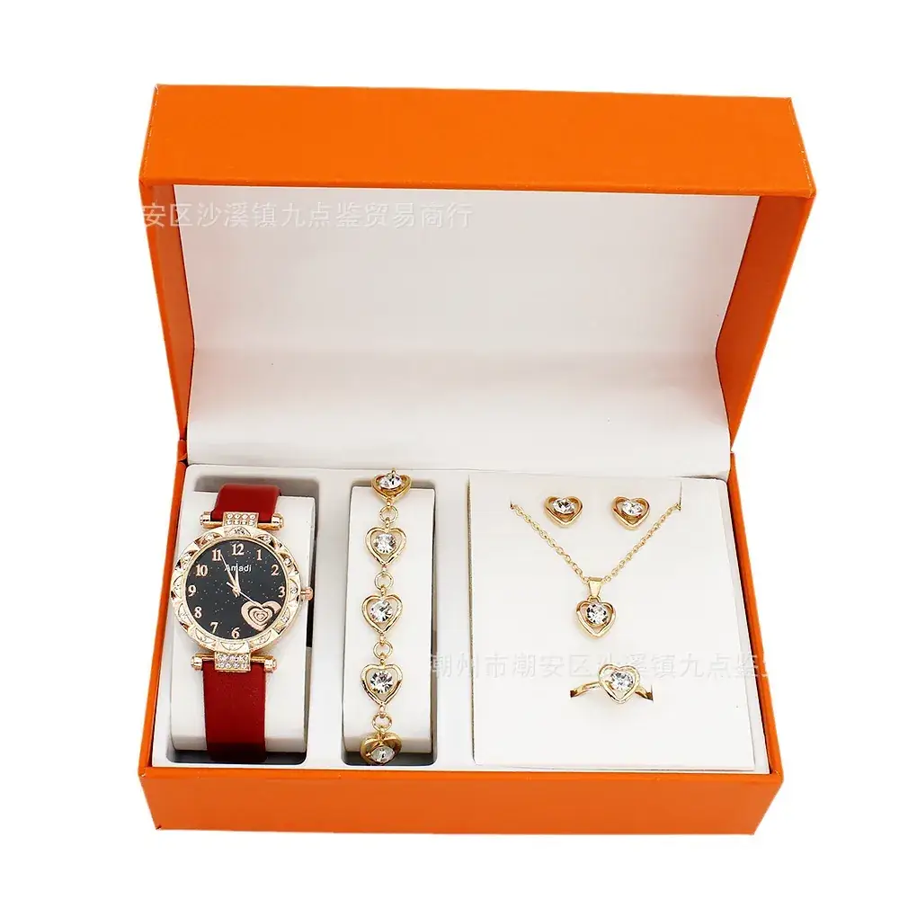 Women's Heart Dial Watch Set with Bracelet & Necklace - Image 7